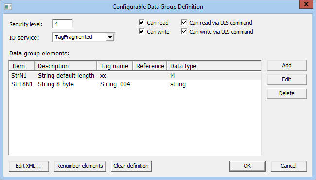Configurable Data Group Definition